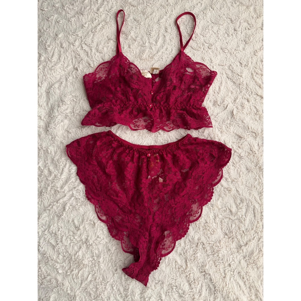 Victoria's Secret Gold Label 90s Vintage Lace‎ Lingerie Set Pink Magenta Small P - Picture 11 of 14